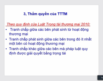 thẩm quyền giải quyết của trọng tài thương mại