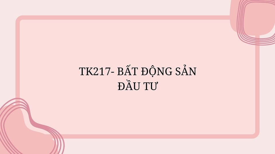 TK217 Bất động sản đầu tư