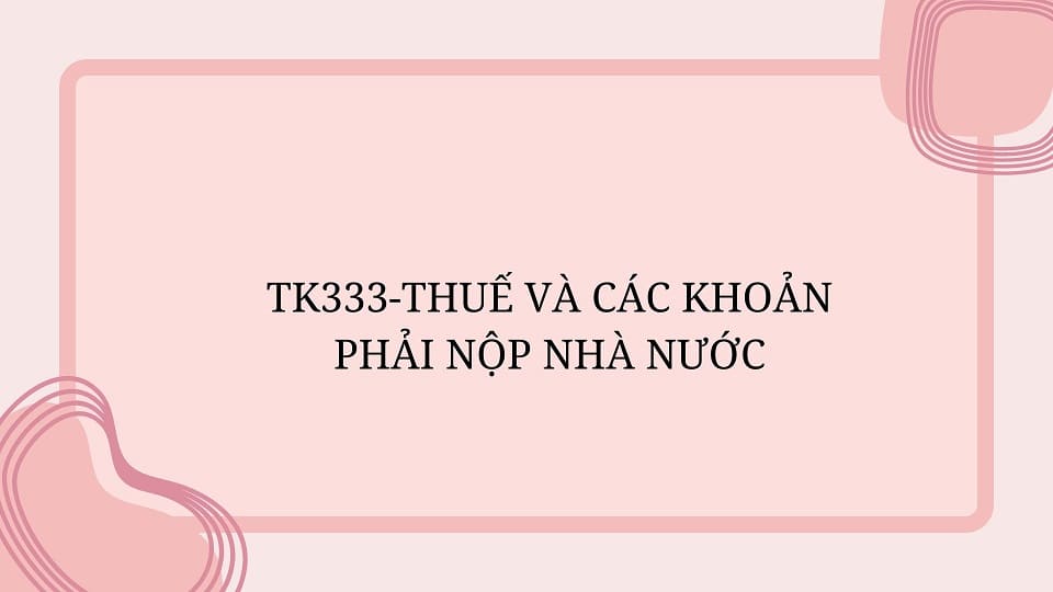 TK333-THUẾ VÀ CÁC KHOẢN PHẢI NỘP NHÀ NƯỚC